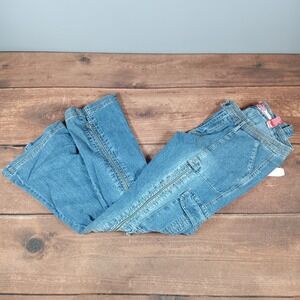 Lazer Jeans Womens Size 13 Flare Cargo Pants Full Zip Leg Medium Wash Denim